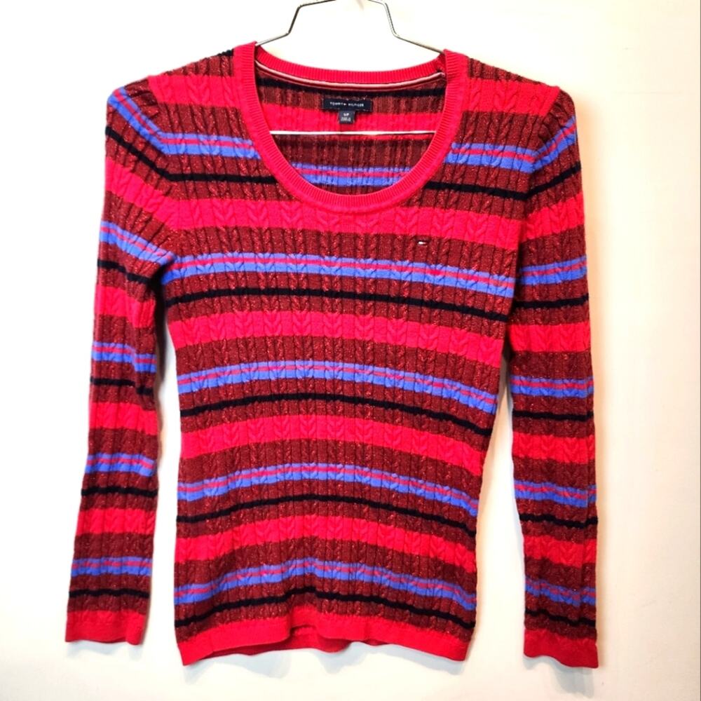 Tommy Hilfiger Red‎ Striped Sweater Long Sleeve Size S